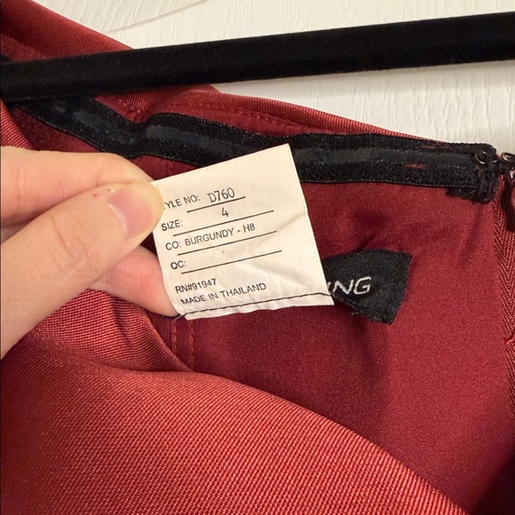 Alfred Sung Off-The-Shoulder Satin Gown - Burgundy - 4 - Picture 5 of 5